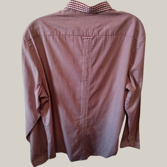Burberry London Gingham Poplin Long-Sleeve Button-Up Shirt Mens Red/White Large - Picture 2 of 12